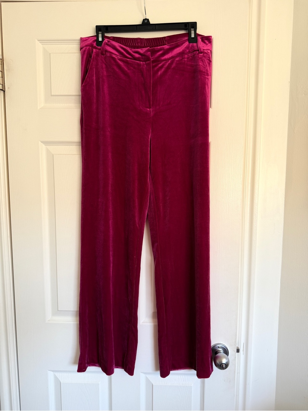 Hot Pink Velvet Straight Leg Pants Size L
